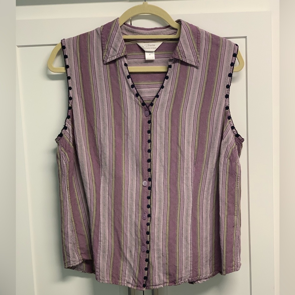 Christopher and Banks sleeveless purple stripe top size extra large